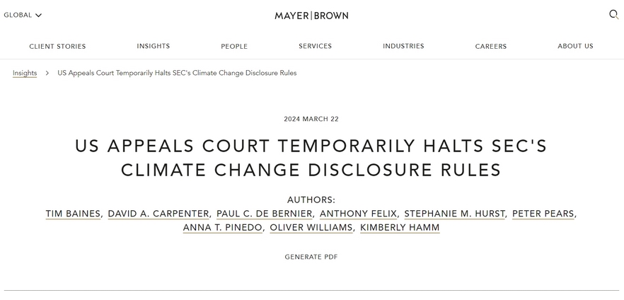 SEC宣布暂停此前通过的与气候相关的披露规则