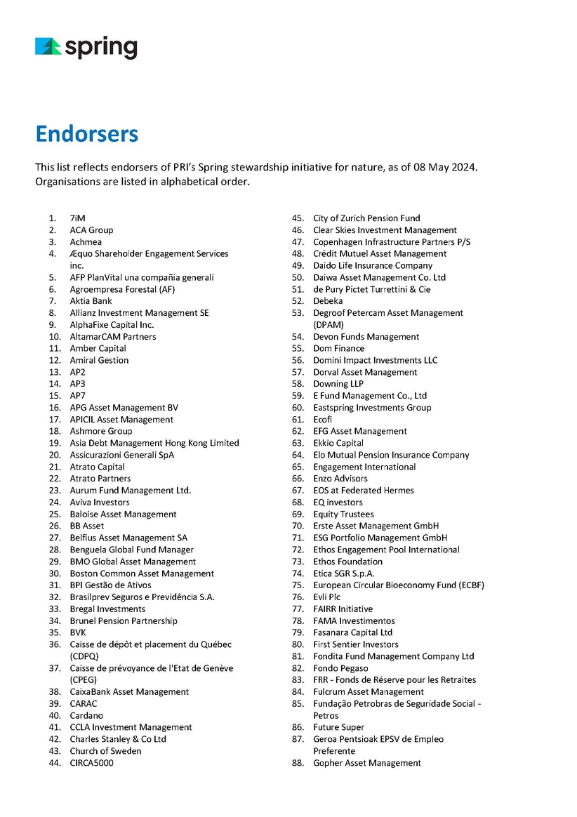 Leverage加入UNPRI发起的自然尽责管理倡议Spring Leverage加入UNPRI发起的自然尽责管理倡议Spring