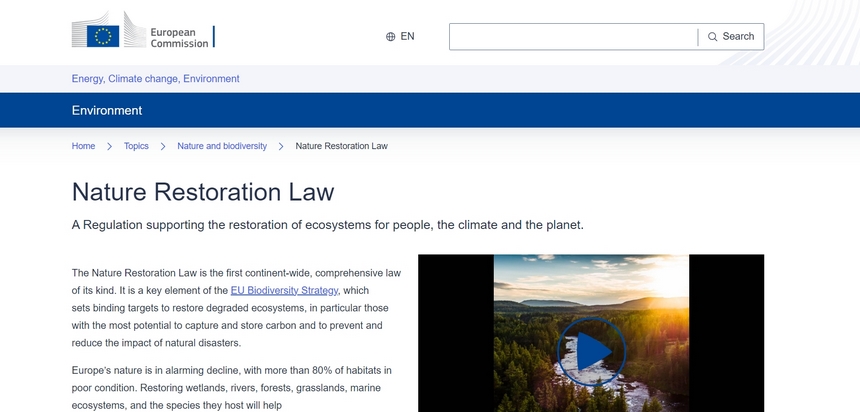 欧盟自然恢复法：标志性立法最终通过