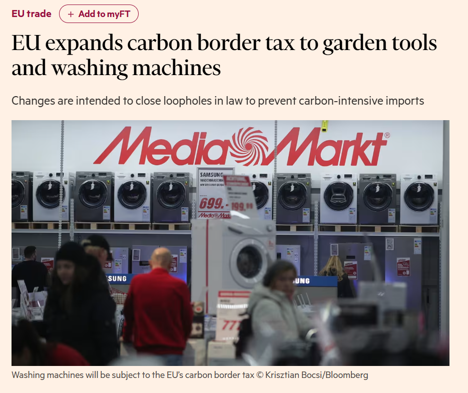 欧盟“绿色贸易壁垒”防线再升级：碳关税扩围剑指下游，全球制造业面临重构